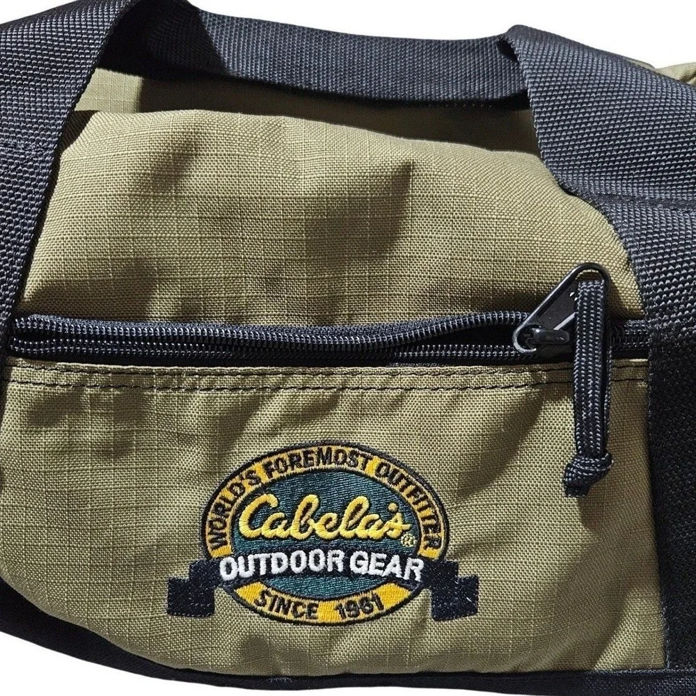 Vintage Cabelas Handled Fishing Hunting Ammunition Duffel Bag Pack Olive‎ Green